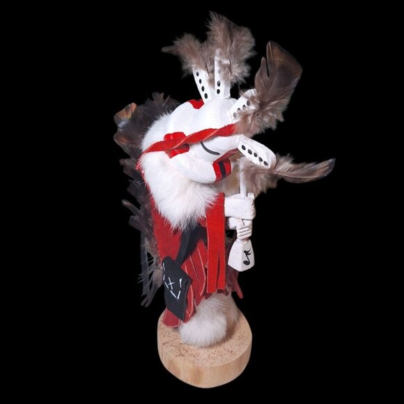 Kachina Doll Kokopelli Freda Charly 125707 Vintage Native Art Feather Fur Music - Picture 11 of 12